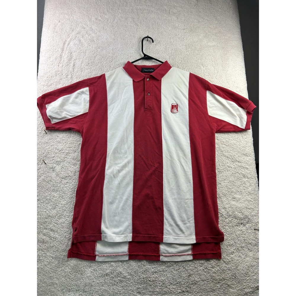 Inner Harbor Polo Shirt Mens XL Red White Vertical Stripe‎ Embroidered Logo